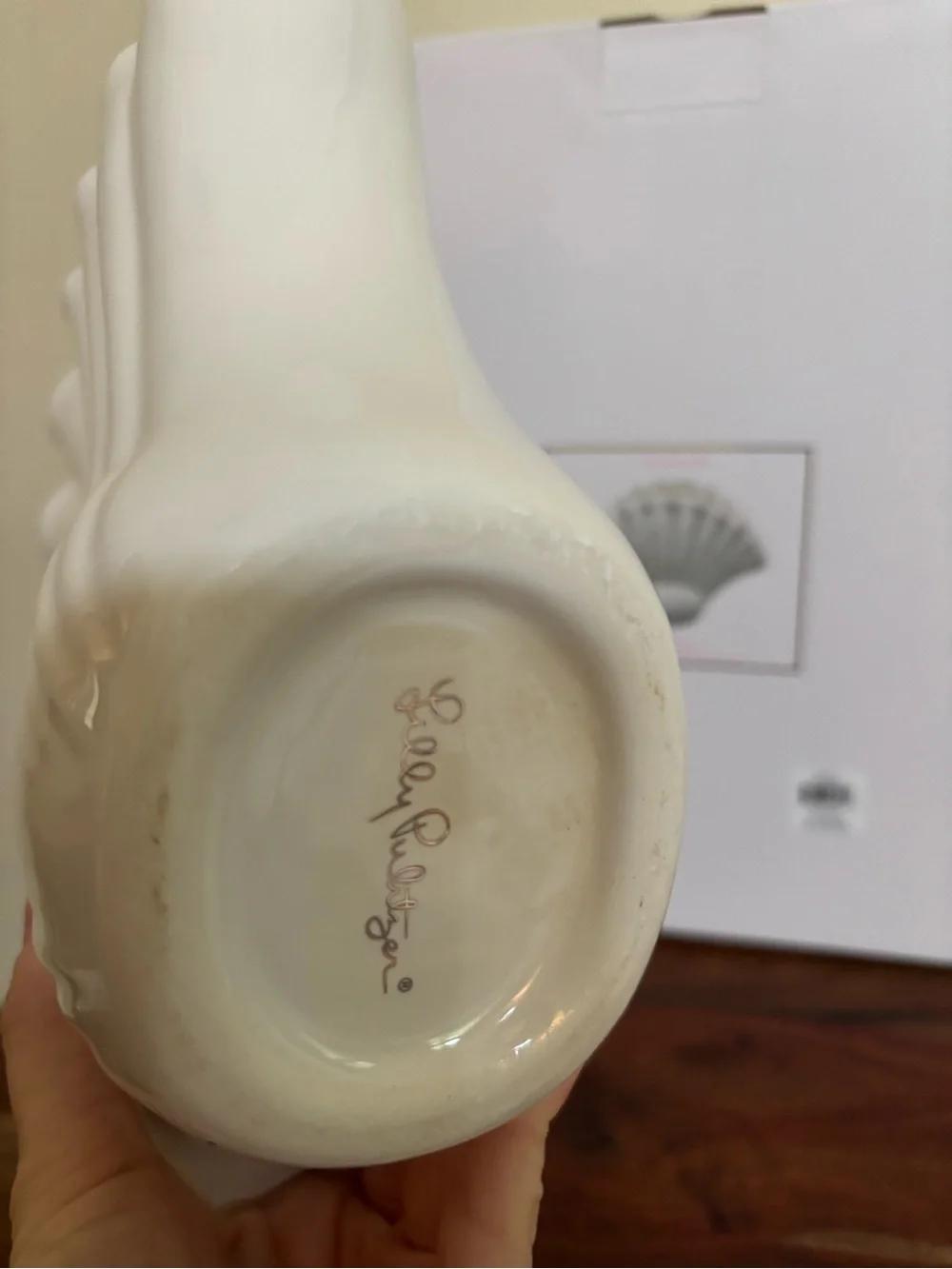 Lilly Pulitzer Shell Vase with Gold Trim - Elegant Home decor Accent
